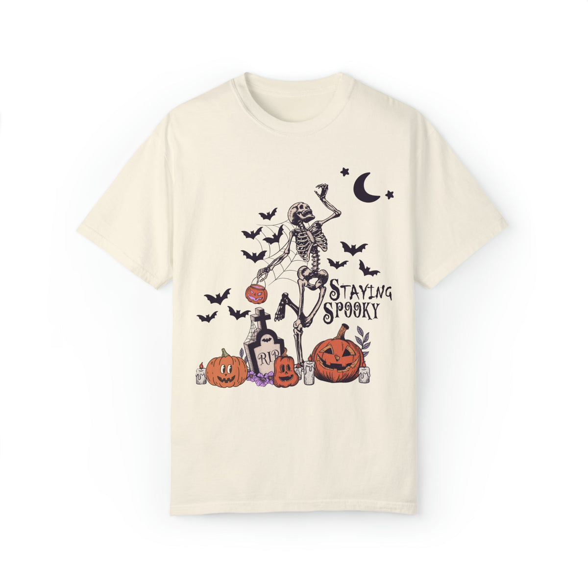 Unisex COMFORT COLORS T-Shirt Staying Spooky Vintage Skeleton Cute Pumpkin