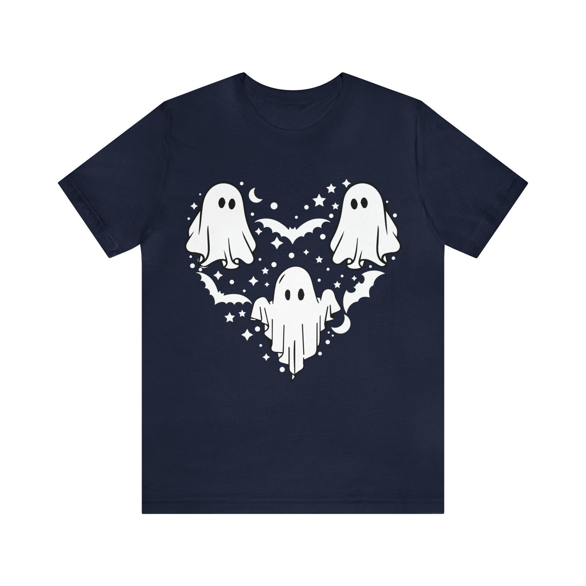 Unisex BELLA CANVA T-Shirt Halloween mystical ghost Doodle Heart Cute Spooky Ghost