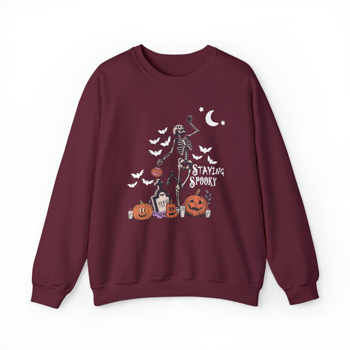 Unisex Sweatshirt Staying Spooky Vintage Skeleton Cute Pumpkin