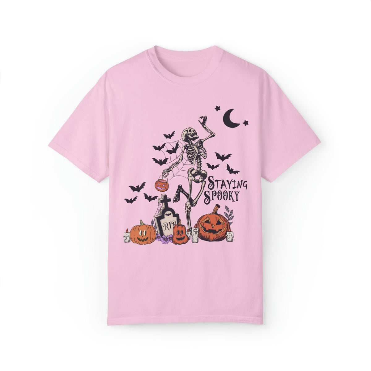 Unisex COMFORT COLORS T-Shirt Staying Spooky Vintage Skeleton Cute Pumpkin