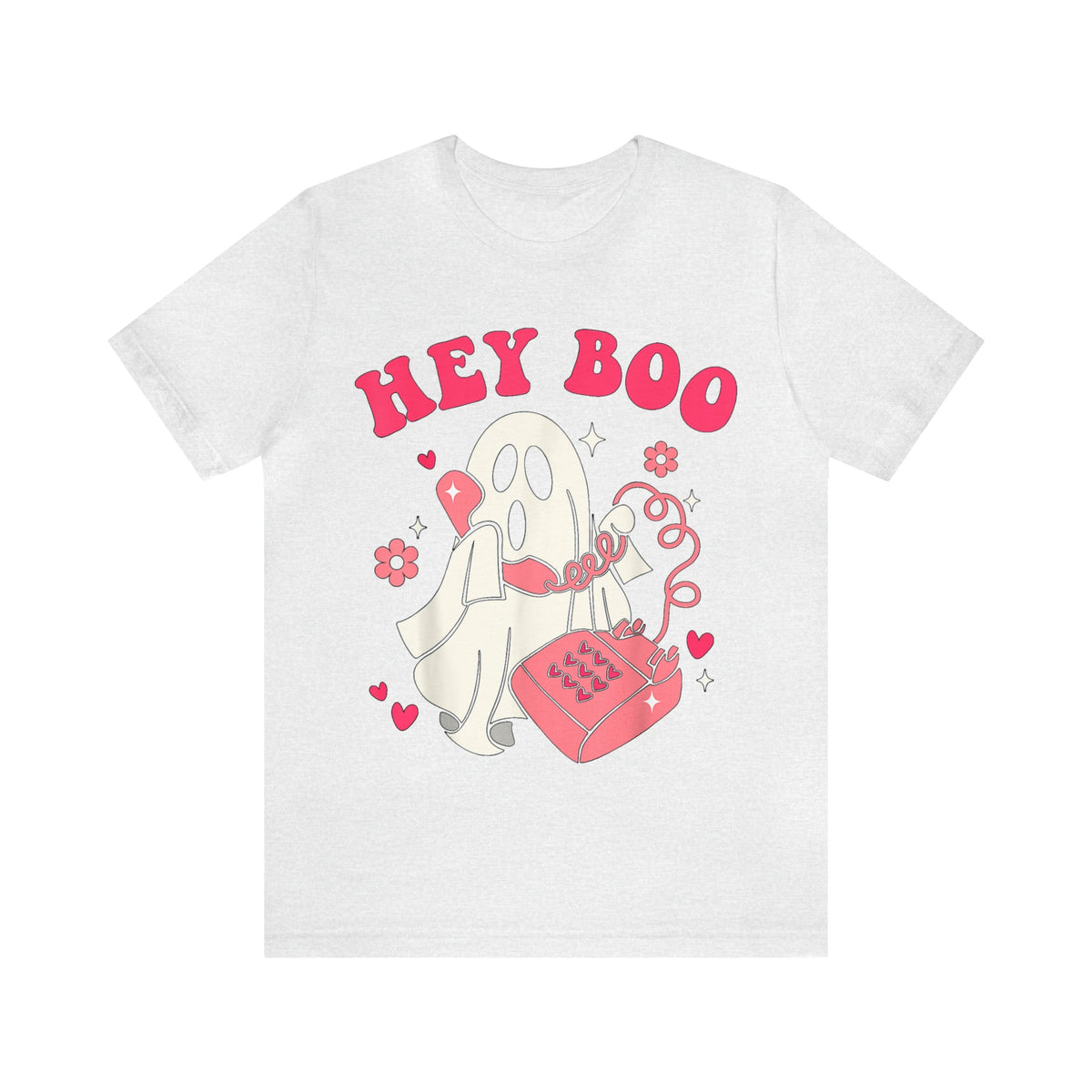 Unisex BELLA CANVA T-Shirt Hey Boo Cute Ghost Face