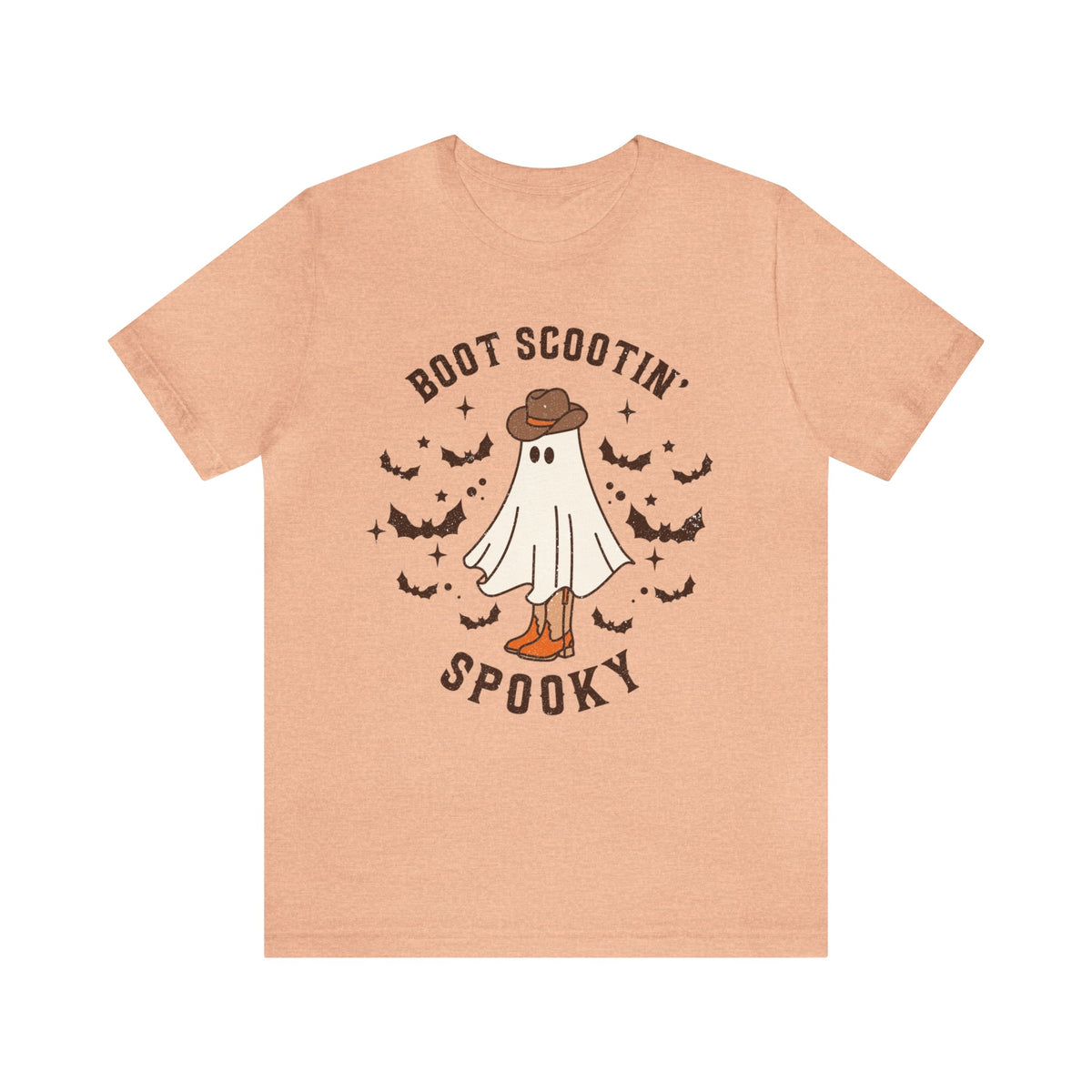 Unisex BELLA CANVA Tshirt Boot Scootin Spooky, Western Halloween Cowboy Ghost
