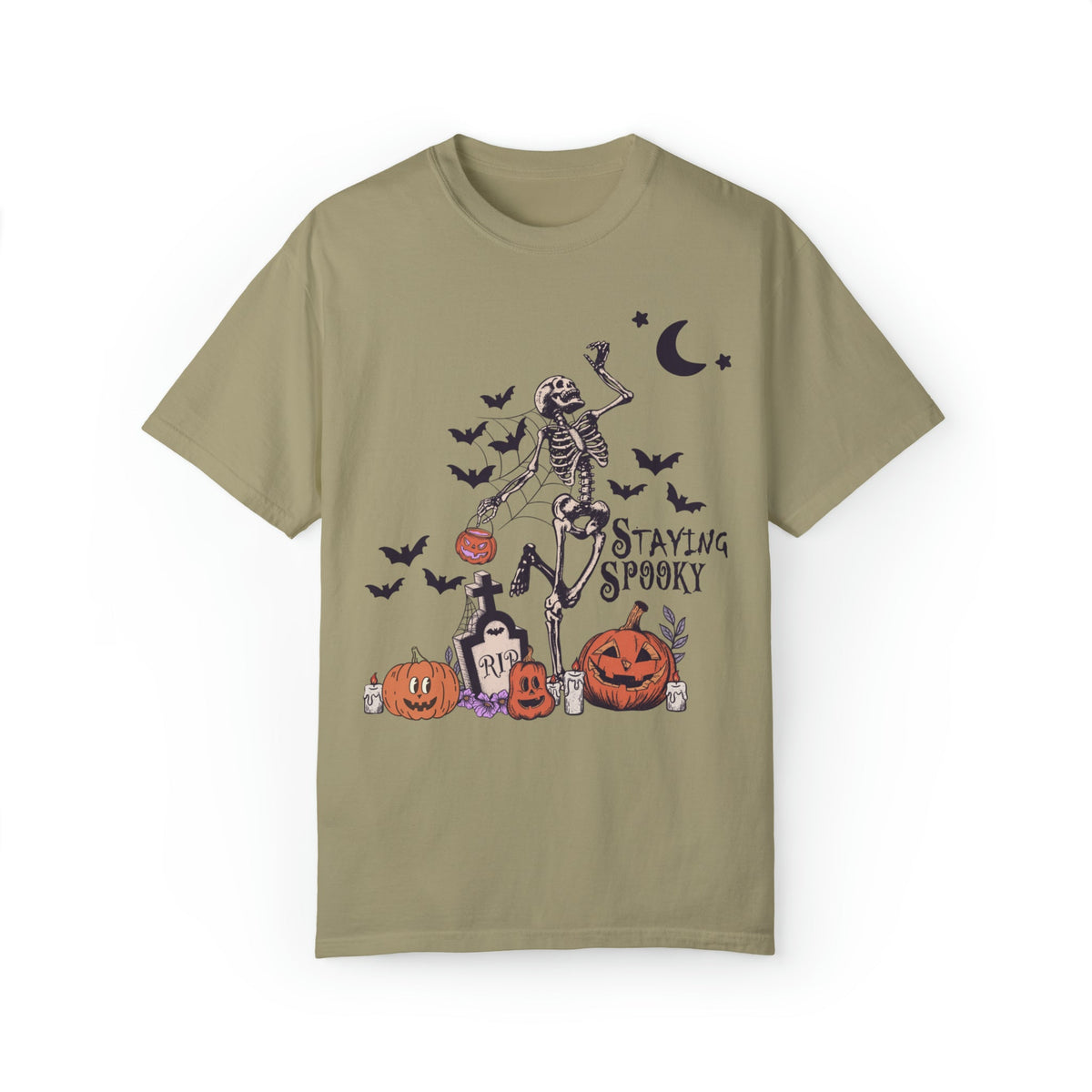 Unisex COMFORT COLORS T-Shirt Staying Spooky Vintage Skeleton Cute Pumpkin