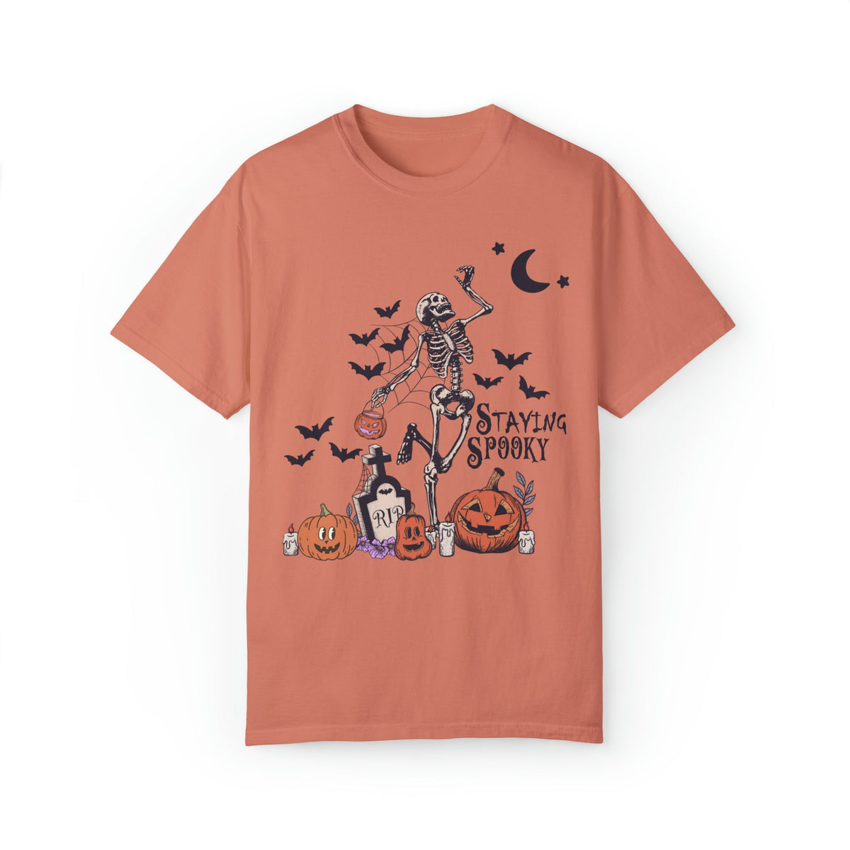 Unisex COMFORT COLORS T-Shirt Staying Spooky Vintage Skeleton Cute Pumpkin