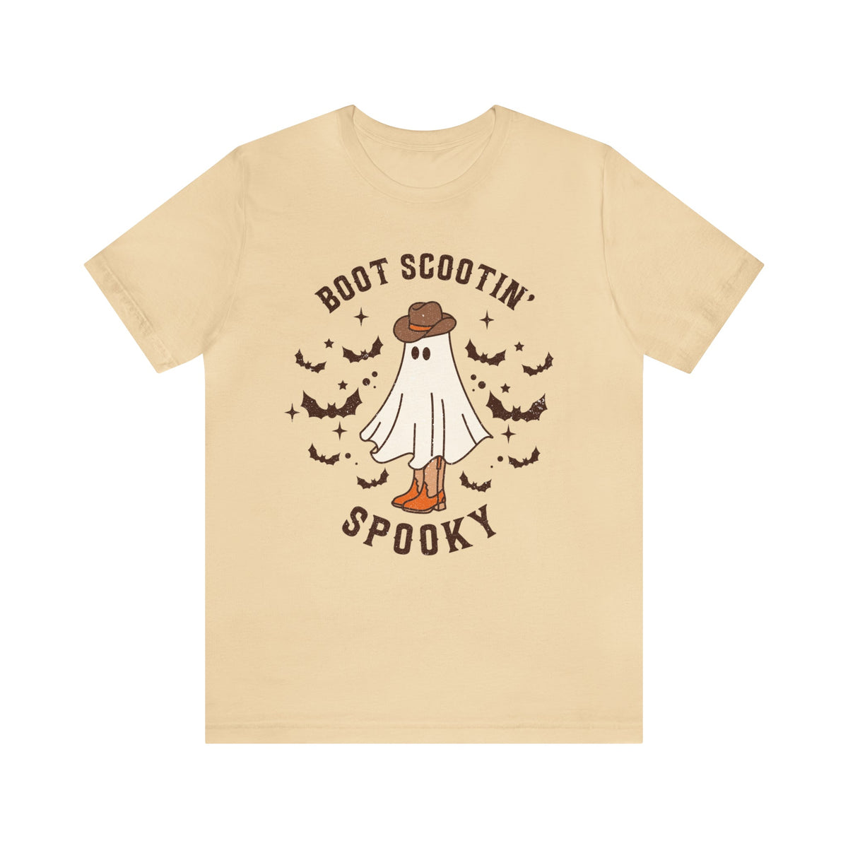 Unisex BELLA CANVA Tshirt Boot Scootin Spooky, Western Halloween Cowboy Ghost