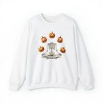 Unisex funny Skeleton pumpkin Sweatshirt, ghostly pumpkin autumnal crewneck