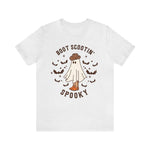 Unisex BELLA CANVA Tshirt Boot Scootin Spooky, Western Halloween Cowboy Ghost