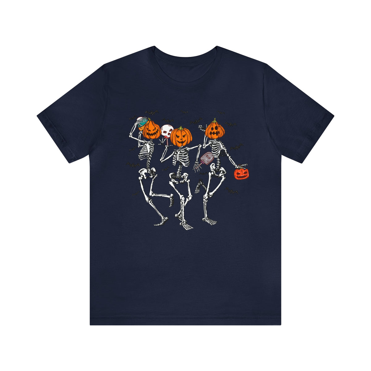 Unisex BELLA CANVA dancing skeletons pumpkin shirt skeletons shirting