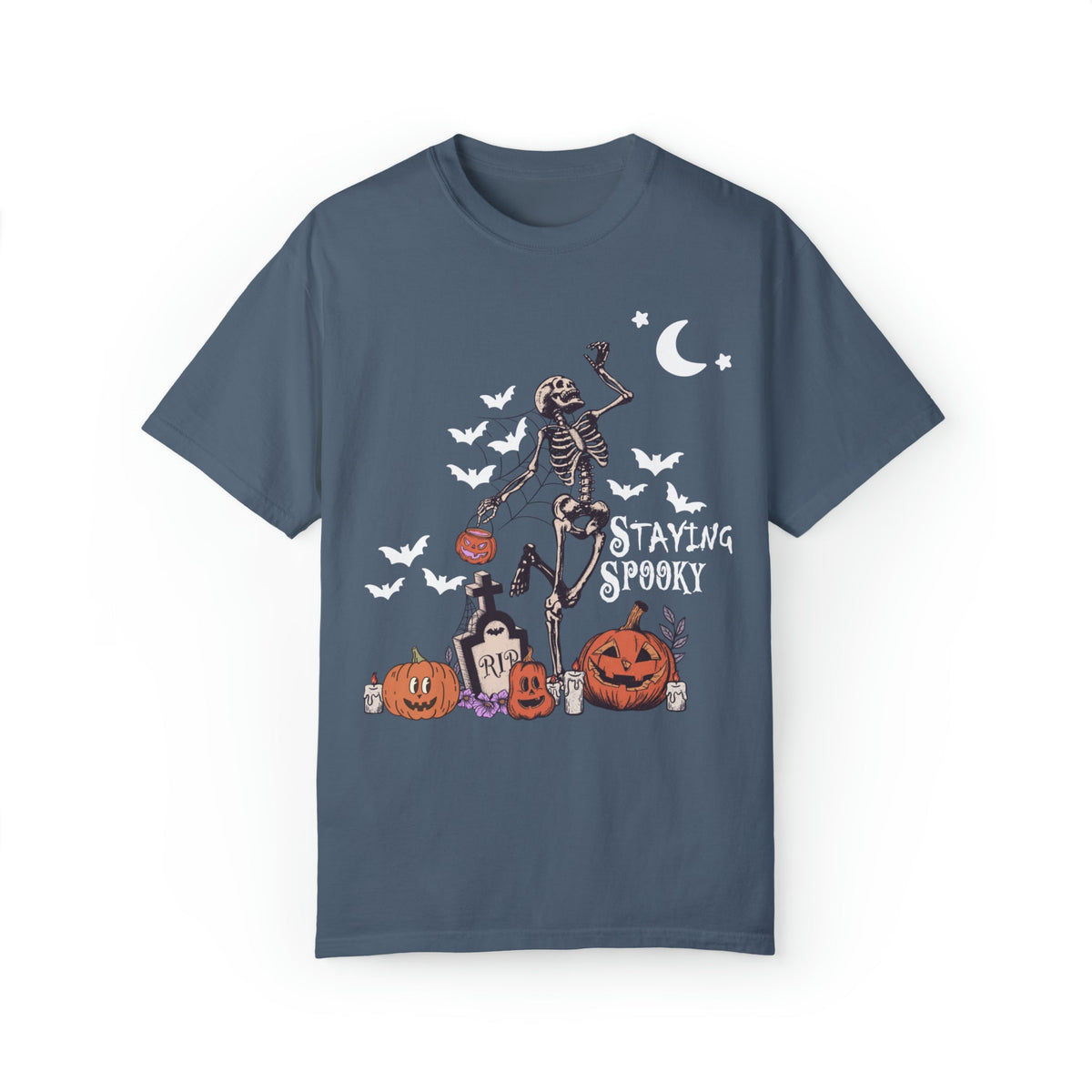 Unisex COMFORT COLORS T-Shirt Staying Spooky Vintage Skeleton Cute Pumpkin