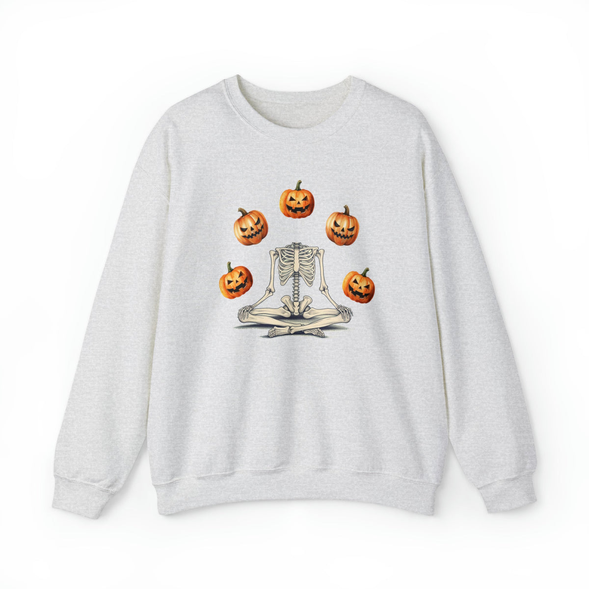 Unisex funny Skeleton pumpkin Sweatshirt, ghostly pumpkin autumnal crewneck