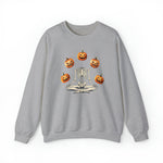 Unisex funny Skeleton pumpkin Sweatshirt, ghostly pumpkin autumnal crewneck