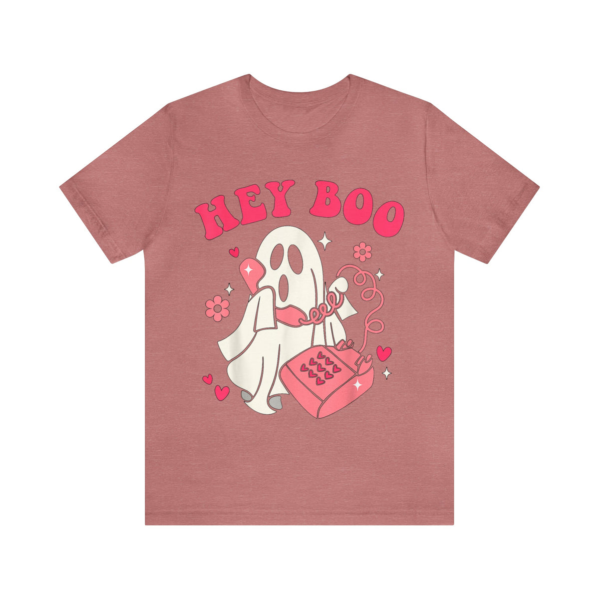 Unisex BELLA CANVA T-Shirt Hey Boo Cute Ghost Face