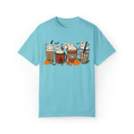 Unisex COMFORT COLORS T-Shirt Cute Spooky Ghost Coffee, Halloween Pumpkin Spice Fall Drinks Latte