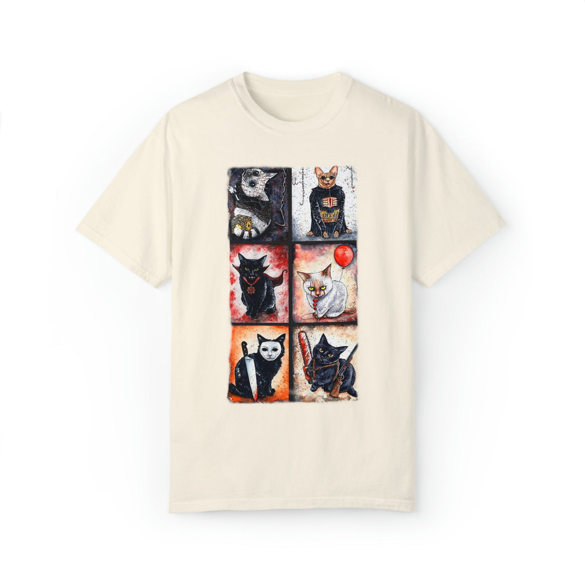 Unisex COMFORT COLORS Tshirt Let'S Watch Scary Movies Ghost Face movie 90's Horror Black Cat Halloween