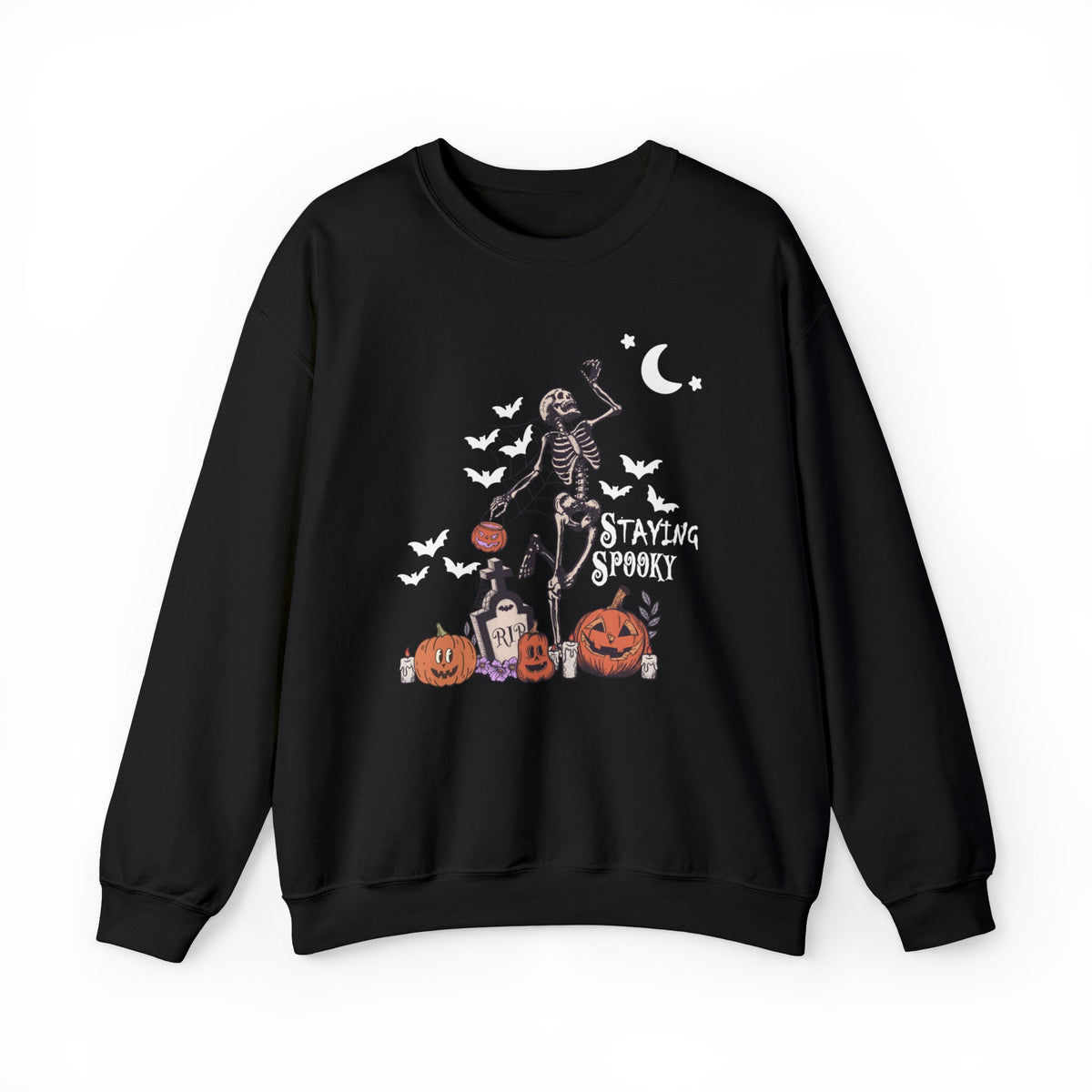Unisex Sweatshirt Staying Spooky Vintage Skeleton Cute Pumpkin