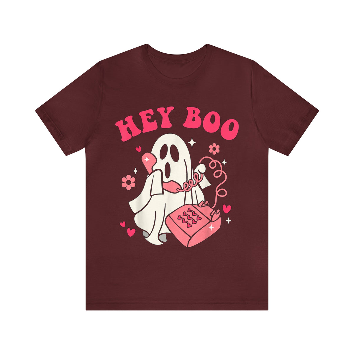 Unisex BELLA CANVA T-Shirt Hey Boo Cute Ghost Face