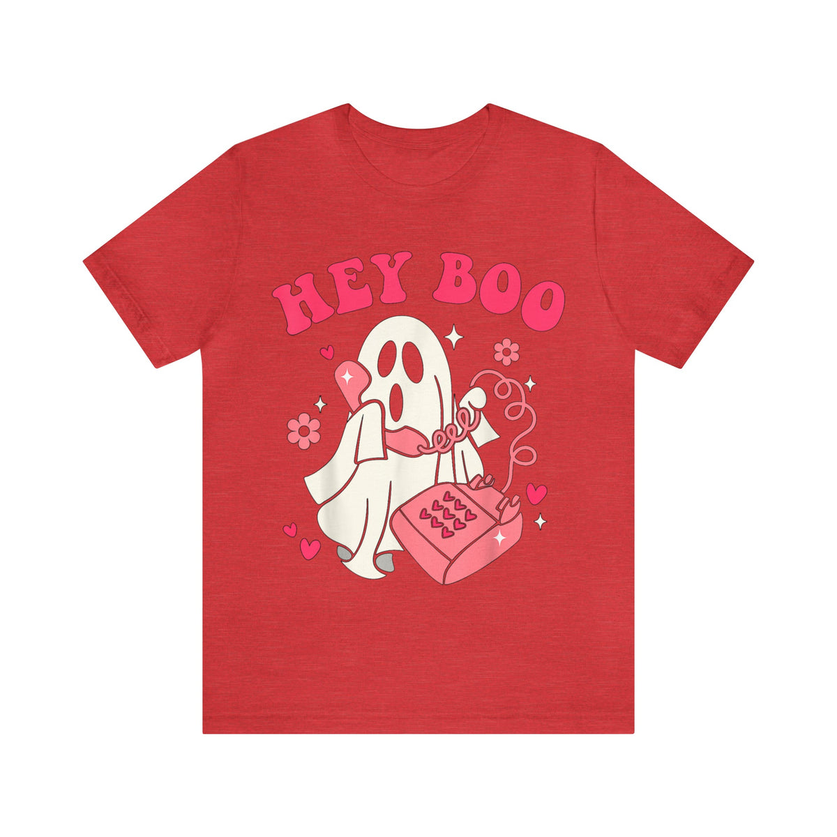 Unisex BELLA CANVA T-Shirt Hey Boo Cute Ghost Face