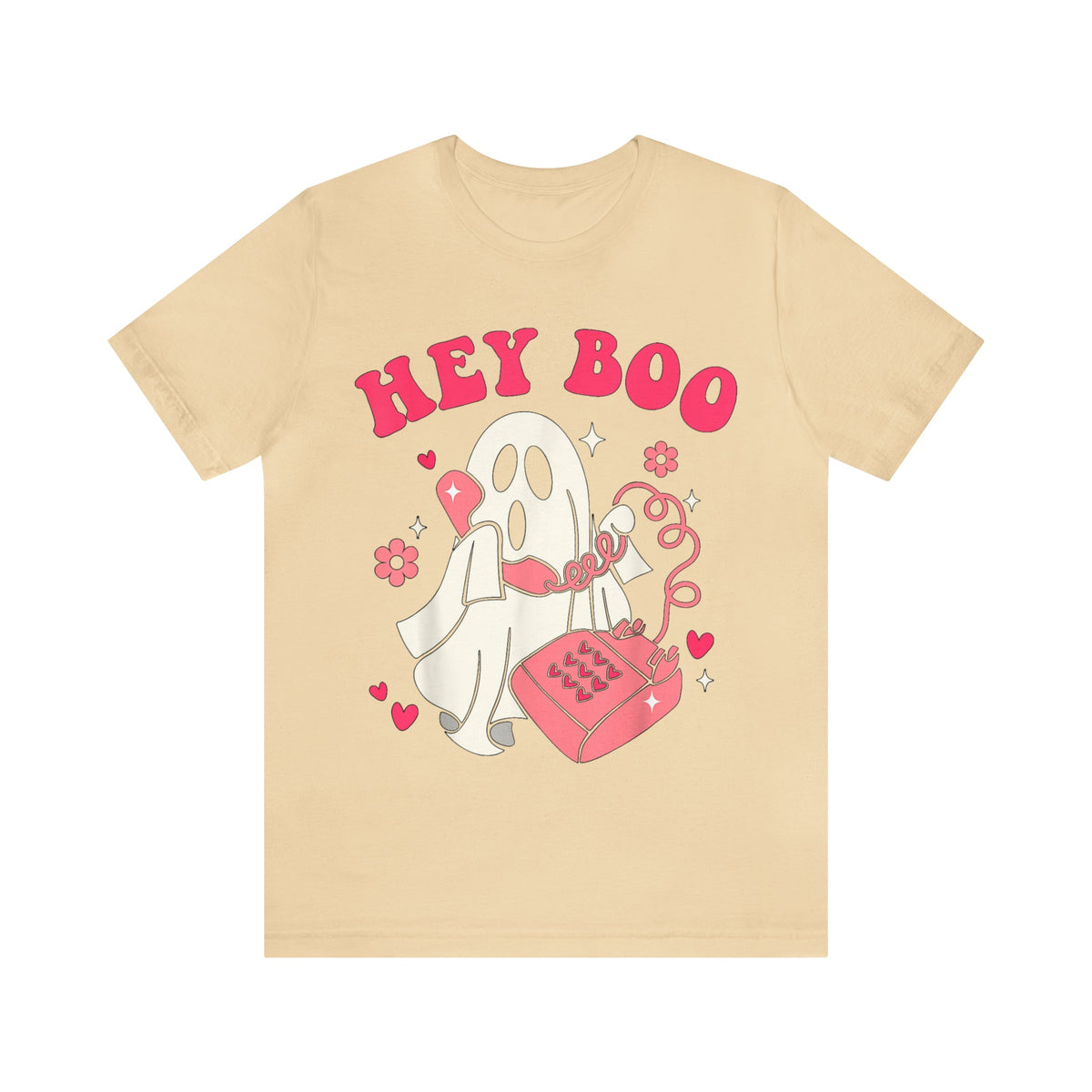 Unisex BELLA CANVA T-Shirt Hey Boo Cute Ghost Face