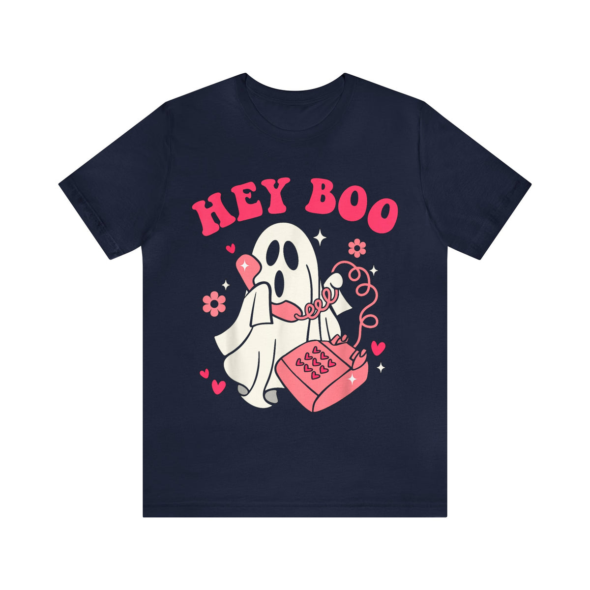 Unisex BELLA CANVA T-Shirt Hey Boo Cute Ghost Face
