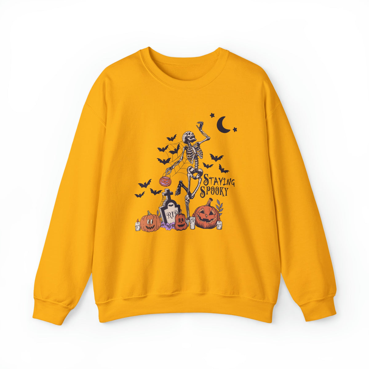 Unisex Sweatshirt Staying Spooky Vintage Skeleton Cute Pumpkin