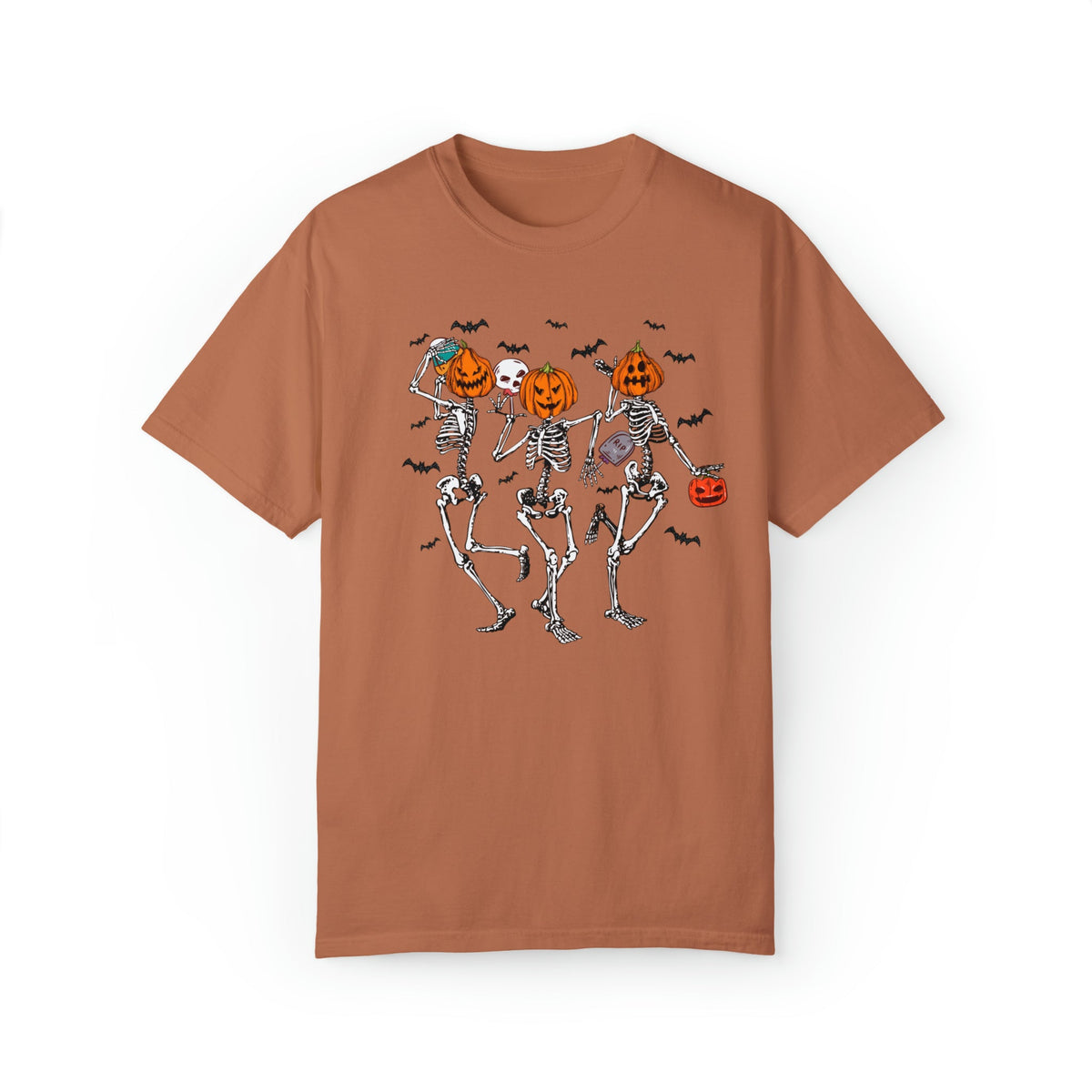 Unisex COMFORT COLOR Dancing Skeleton Halloween Shirt, spooky season pumpkin autumnal