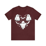 Unisex BELLA CANVA T-Shirt Halloween mystical ghost Doodle Heart Cute Spooky Ghost