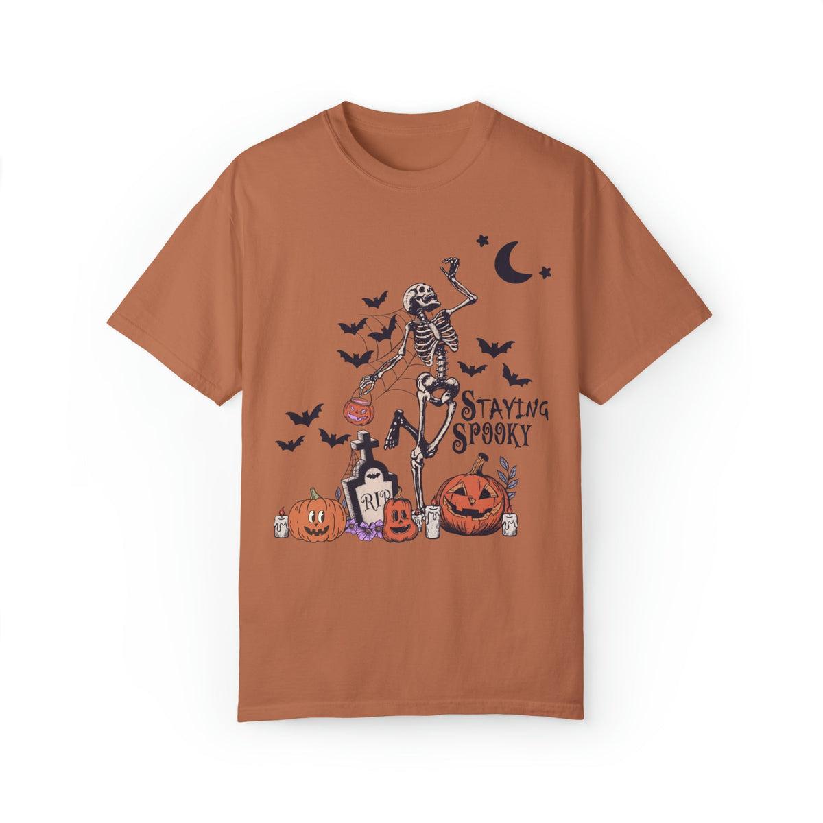 Unisex COMFORT COLORS T-Shirt Staying Spooky Vintage Skeleton Cute Pumpkin