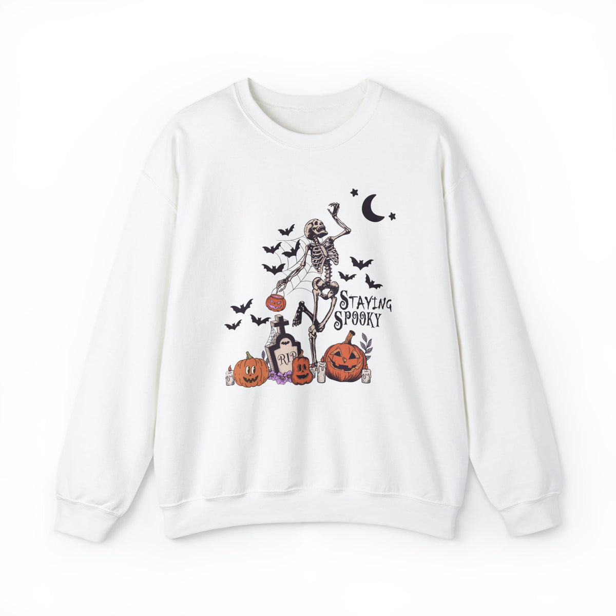 Unisex Sweatshirt Staying Spooky Vintage Skeleton Cute Pumpkin