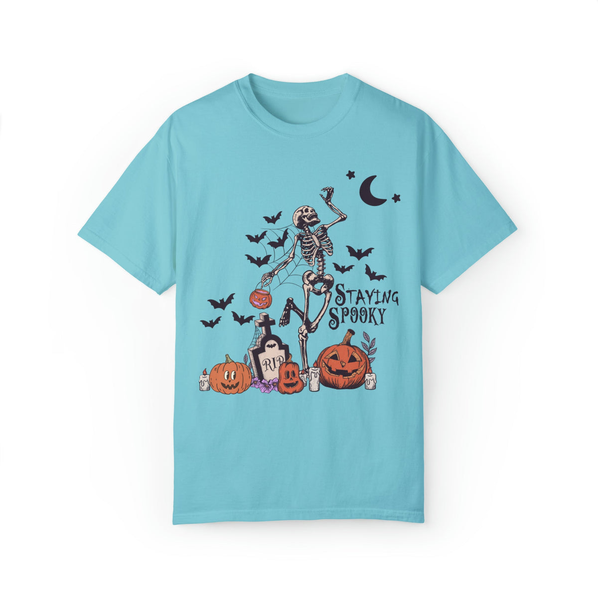 Unisex COMFORT COLORS T-Shirt Staying Spooky Vintage Skeleton Cute Pumpkin