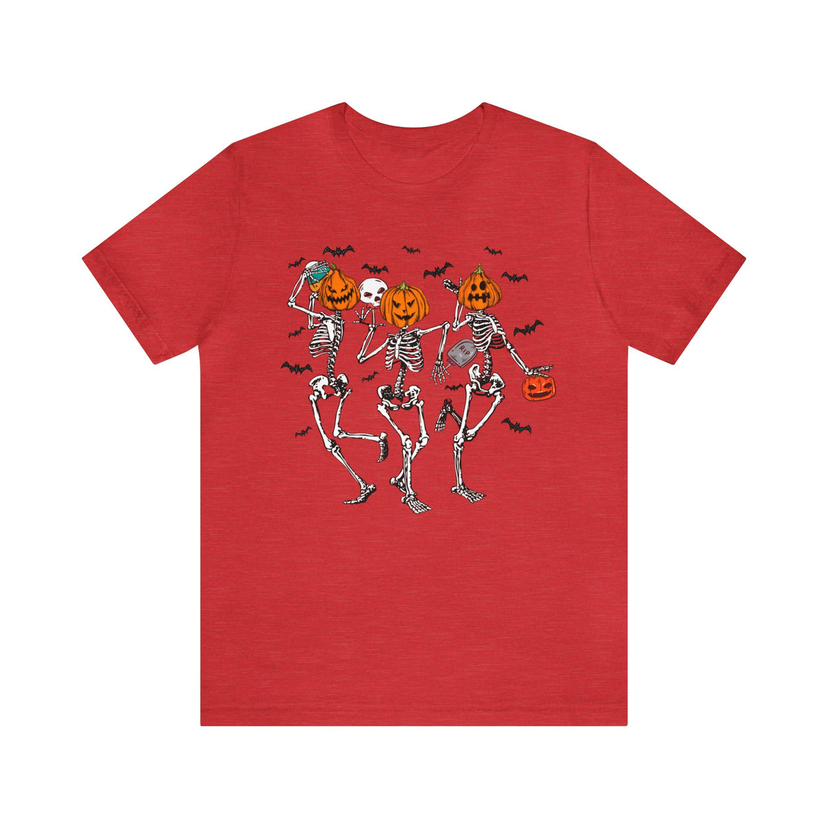 Unisex BELLA CANVA dancing skeletons pumpkin shirt skeletons shirting