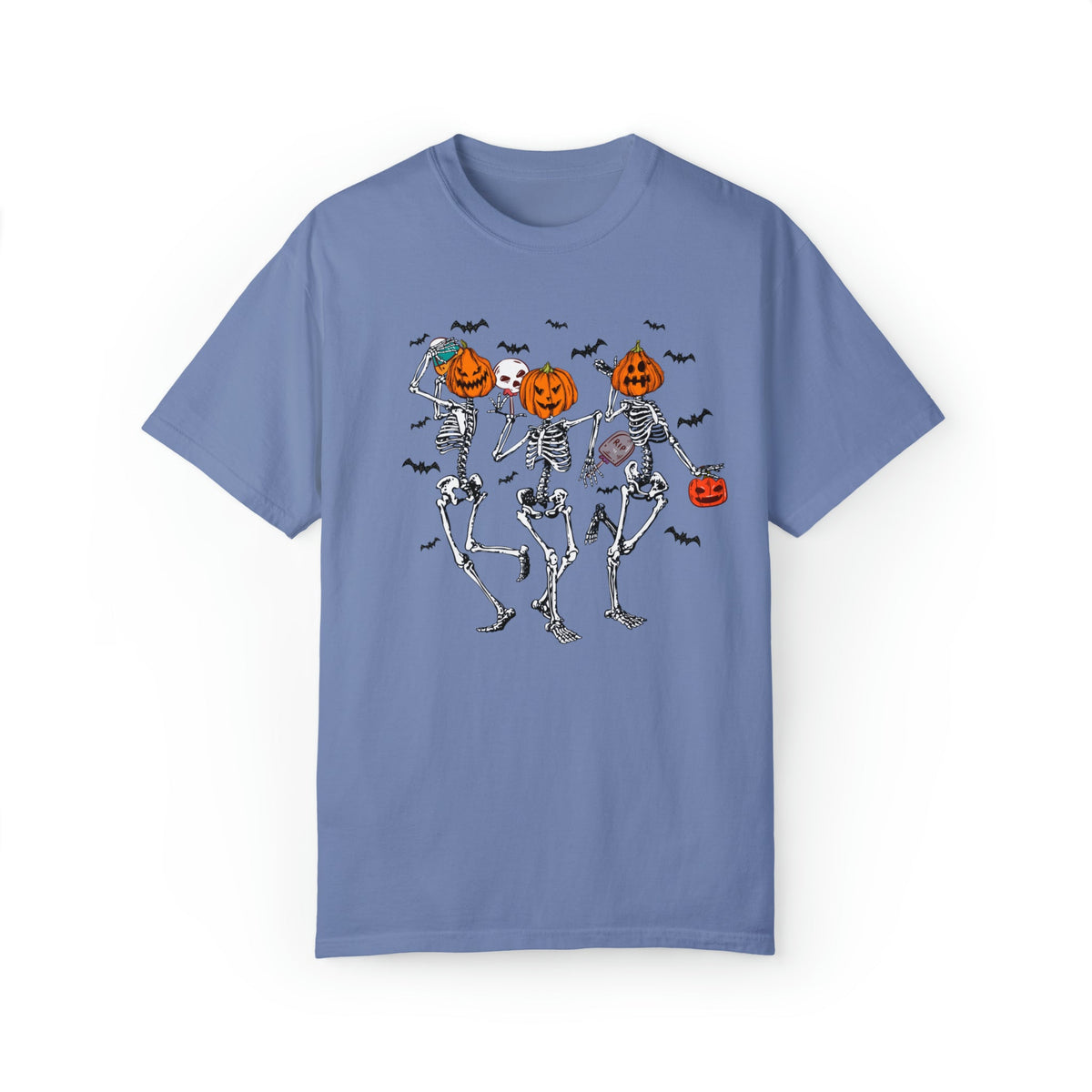 Unisex COMFORT COLOR Dancing Skeleton Halloween Shirt, spooky season pumpkin autumnal