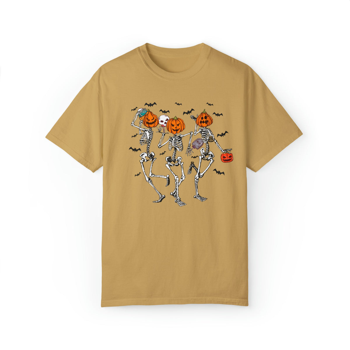 Unisex COMFORT COLOR Dancing Skeleton Halloween Shirt, spooky season pumpkin autumnal