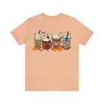 Unisex BELLA CANVA T-Shirt Cute Spooky Ghost Coffee, Halloween Pumpkin Spice Fall Drinks Latte