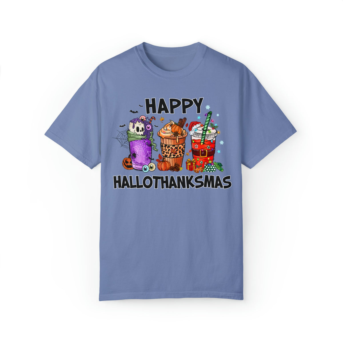 Unisex COMFORT COLORS T-Shirt HalloThanksMas Drinks Tre Thanksg Drinks