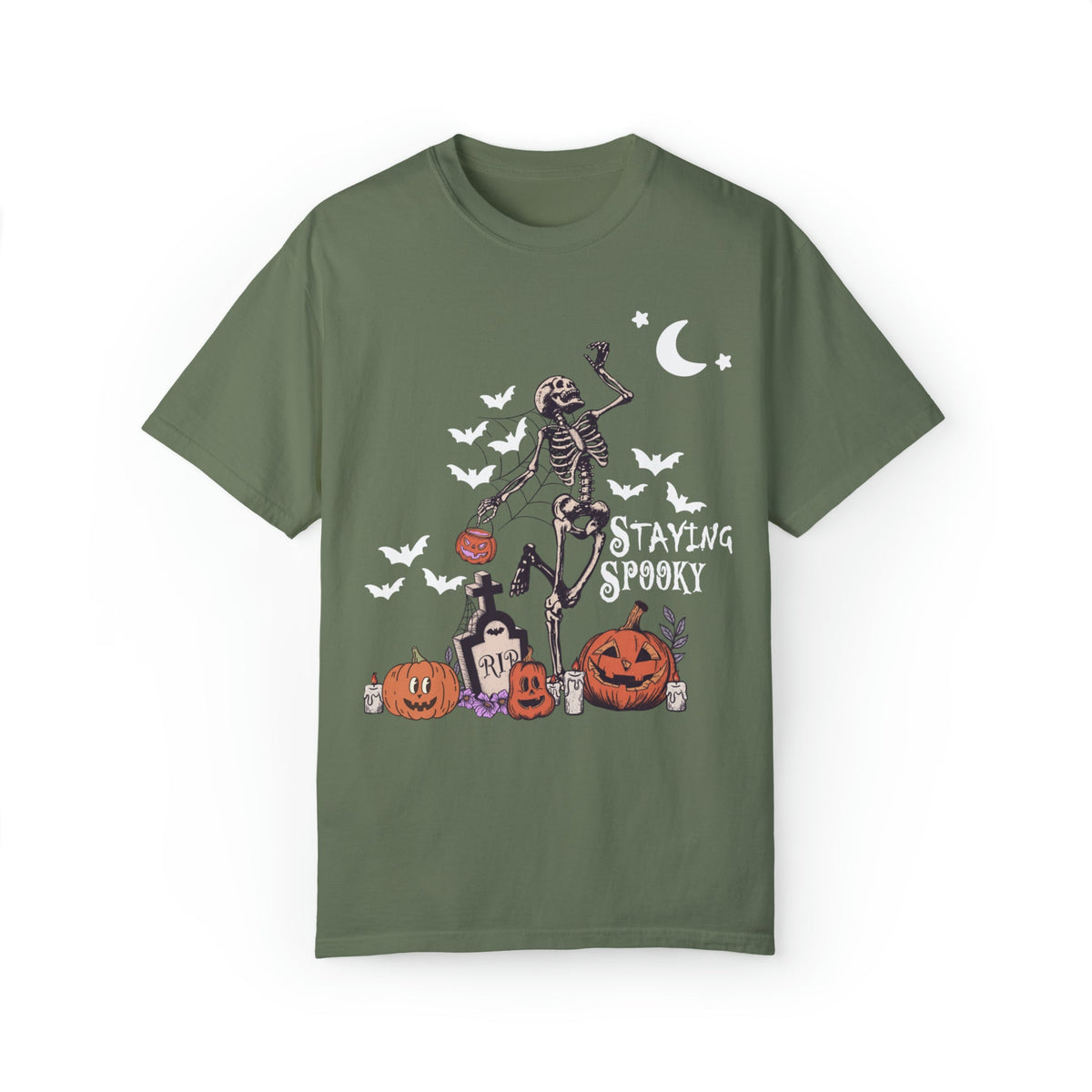 Unisex COMFORT COLORS T-Shirt Staying Spooky Vintage Skeleton Cute Pumpkin