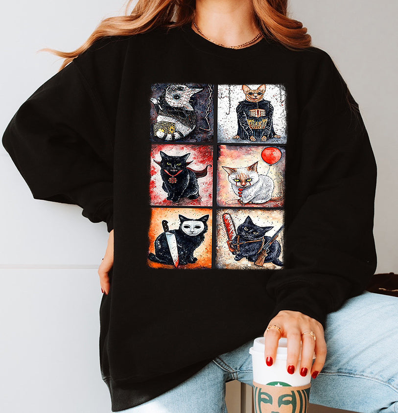 Unisex Sweatshirt Let'S Watch Scary Movies Ghost Face movie 90's Horror Black Cat Halloween