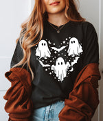 Unisex BELLA CANVA T-Shirt Halloween mystical ghost Doodle Heart Cute Spooky Ghost