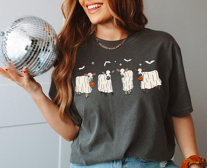 Unisex COMFORT COLORS T-Shirt Cute Cow Ghost, bull Ghost , This Is Some Bull Sheet, Funny cow lovers