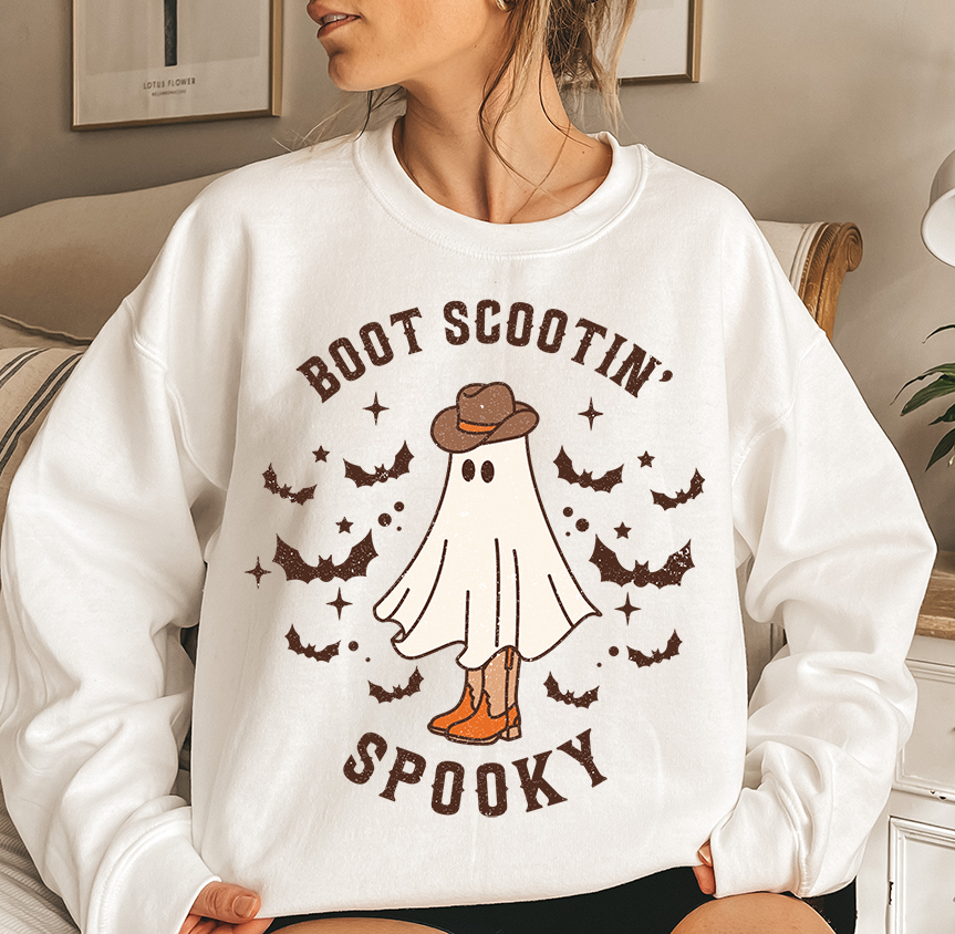 Unisex Sweatshirt Boot Scootin Spooky, Western Halloween Cowboy Ghost