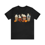 Unisex BELLA CANVA T-Shirt Cute Spooky Ghost Coffee, Halloween Pumpkin Spice Fall Drinks Latte