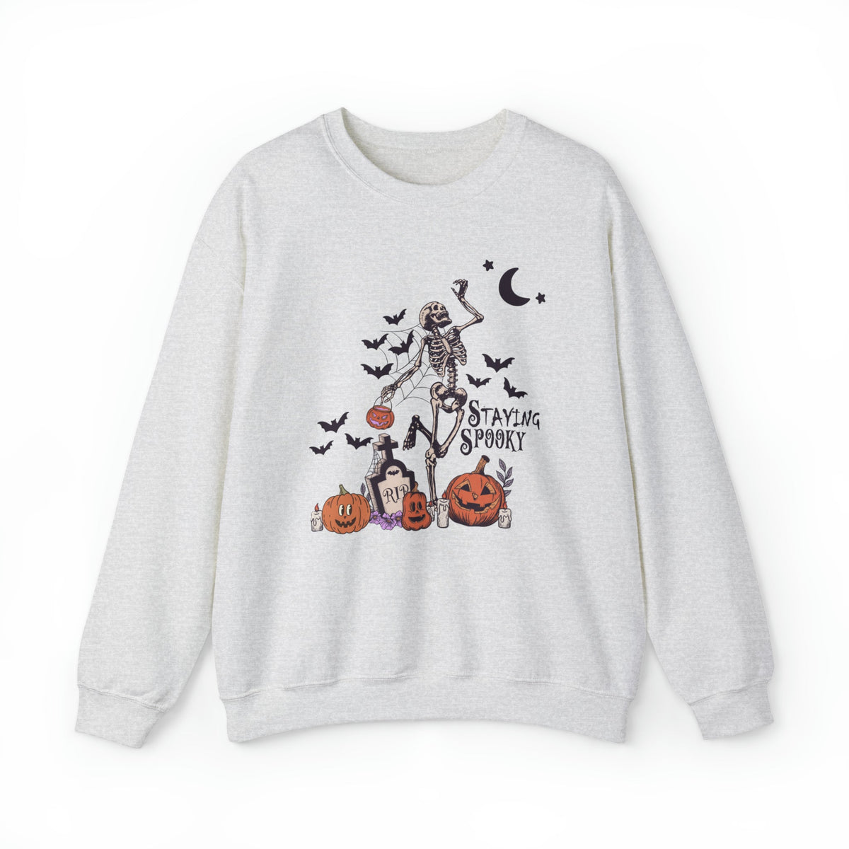 Unisex Sweatshirt Staying Spooky Vintage Skeleton Cute Pumpkin