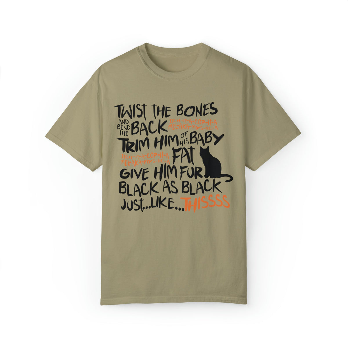 Unisex COMFORT COLORS twist the bone witch spell shirt, black cat lover shirt