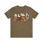 Unisex BELLA CANVA T-Shirt Cute Spooky Ghost Coffee, Halloween Pumpkin Spice Fall Drinks Latte