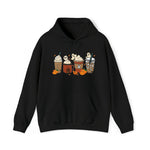 Unisex HOODIE Cute Spooky Ghost Coffee, Halloween Pumpkin Spice Fall Drinks Latte
