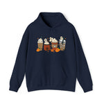 Unisex HOODIE Cute Spooky Ghost Coffee, Halloween Pumpkin Spice Fall Drinks Latte