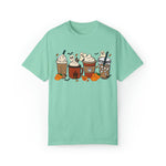 Unisex COMFORT COLORS T-Shirt Cute Spooky Ghost Coffee, Halloween Pumpkin Spice Fall Drinks Latte