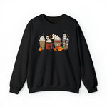 Unisex Sweatshirt Cute Spooky Ghost Coffee, Halloween Pumpkin Spice Fall Drinks Latte