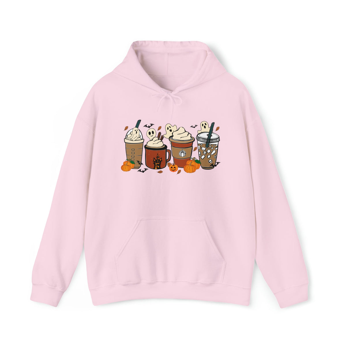 Unisex HOODIE Cute Spooky Ghost Coffee, Halloween Pumpkin Spice Fall Drinks Latte