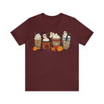 Unisex BELLA CANVA T-Shirt Cute Spooky Ghost Coffee, Halloween Pumpkin Spice Fall Drinks Latte
