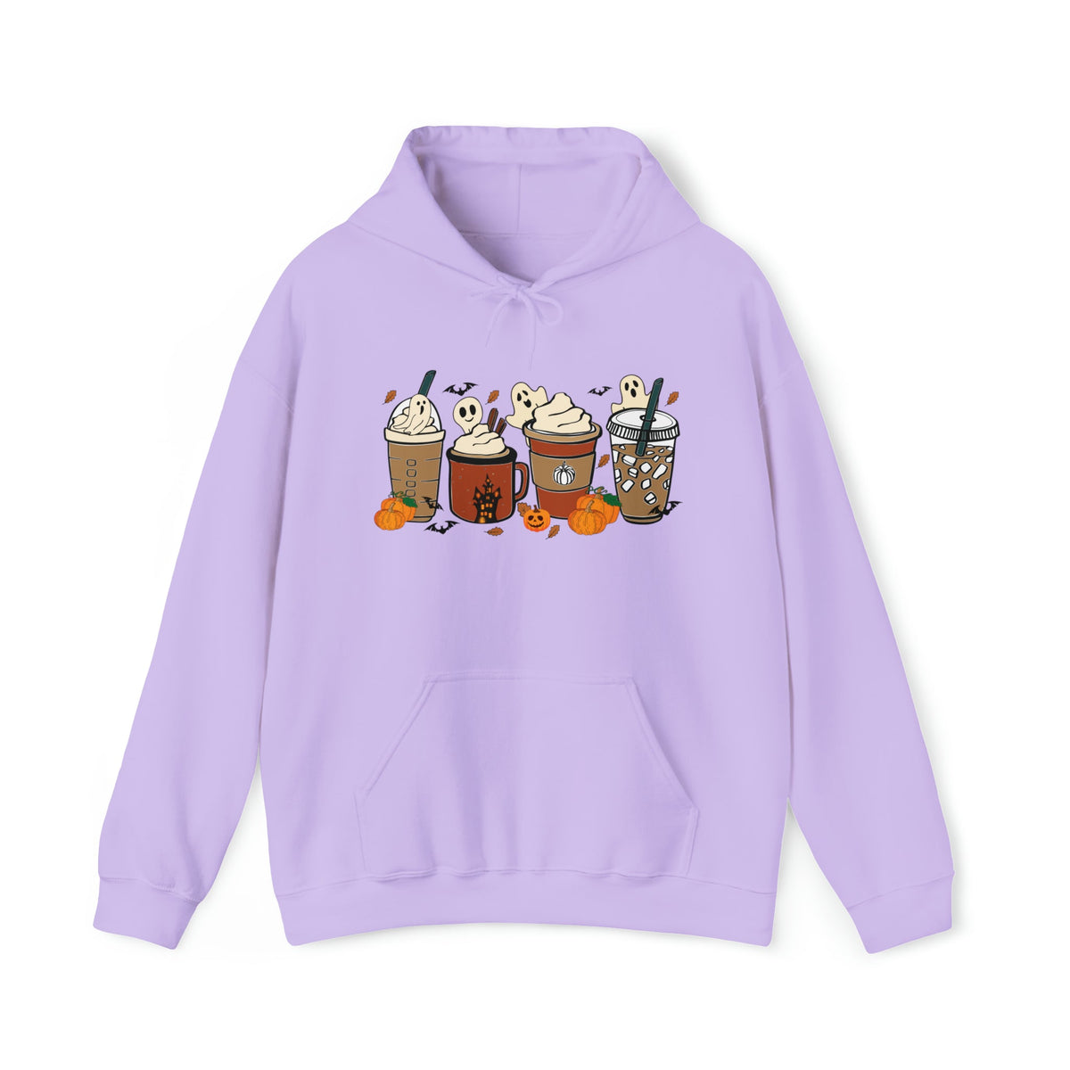 Unisex HOODIE Cute Spooky Ghost Coffee, Halloween Pumpkin Spice Fall Drinks Latte